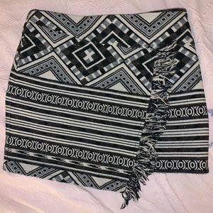 Tribal print fringe skirt